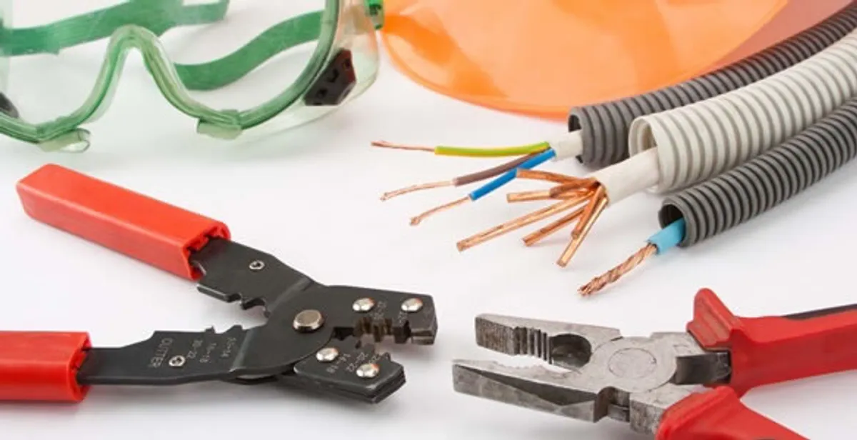 Electrical wiring repair with professional tools and safety equipment in Minnetonka, MN